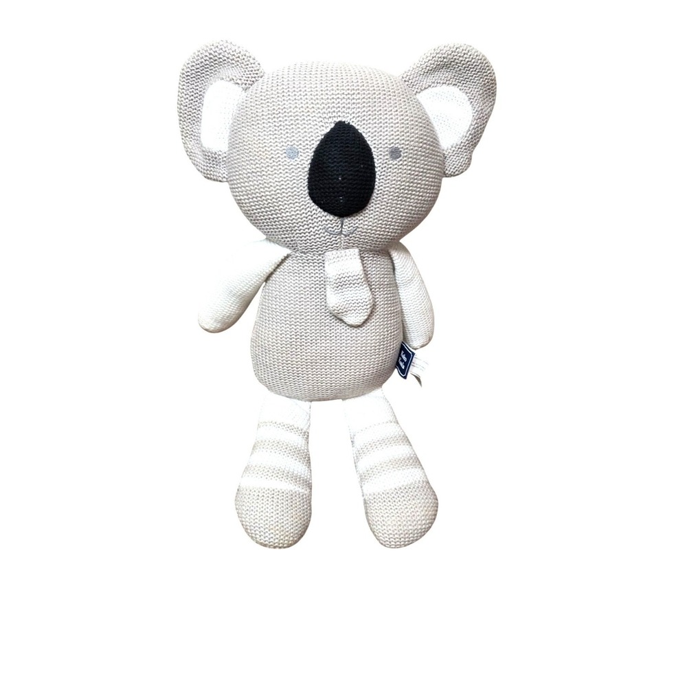 Living Textiles Koko Koala Plush Baby Toy 15" Gray & White Knitted Stuffed Anima